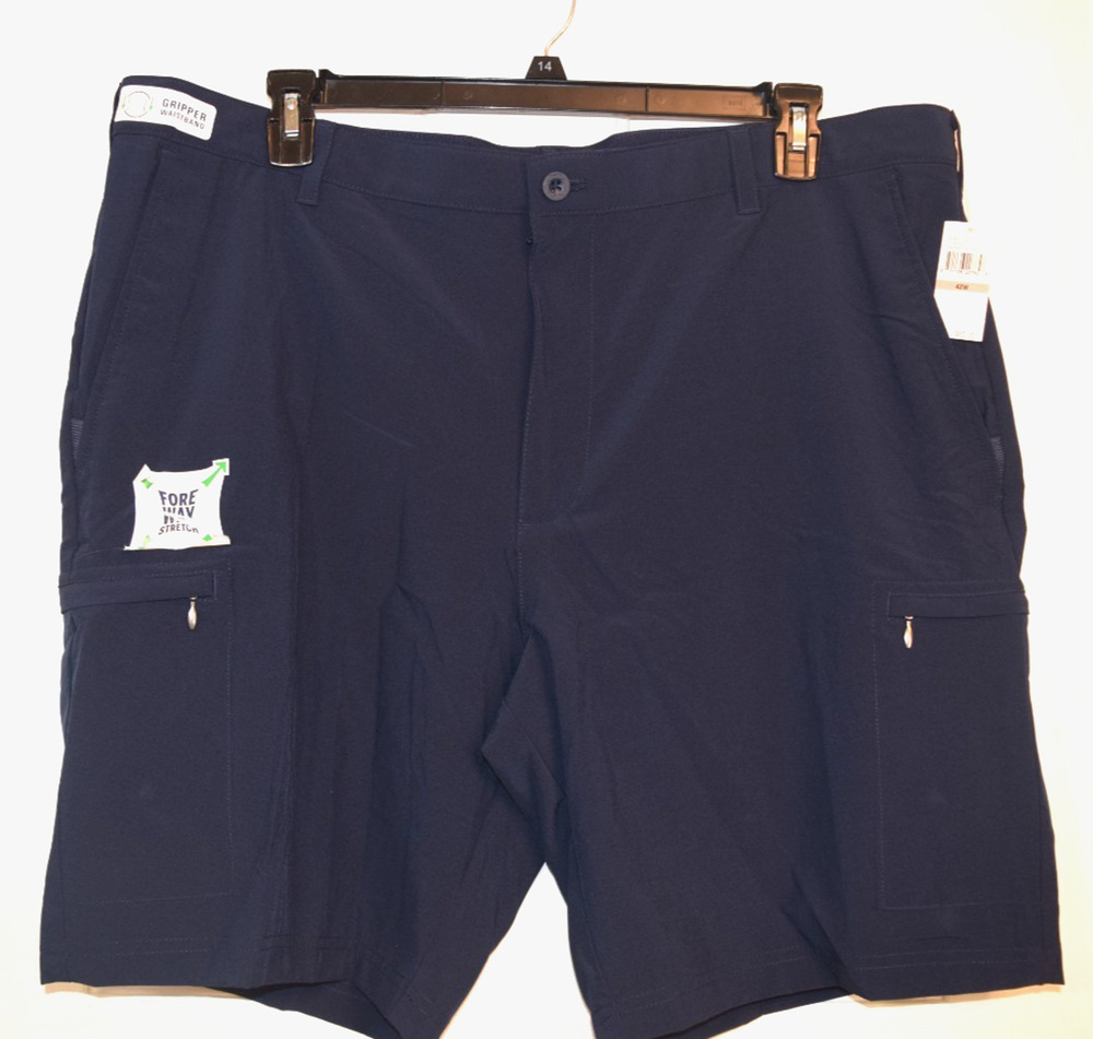 ~ $65 MSRP IZOD Golf Mens SwingFlex Shorts 42W 4-Way Stretch Navy ts UPF 40 ~